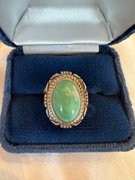 Sterling Silver Oval Ring With Turquoise Stone - 34