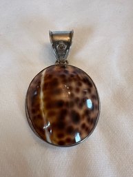 Large Statement Pendant Framed In Sterling Silver With Gem Stone - 36