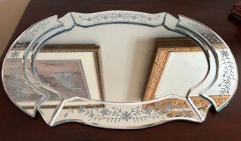 Venetian Like Glass Etched Mirrored Tray - B38