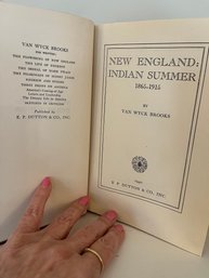 New England Indian Summer 1865-1915 By Van Wyck Brooks - LR10