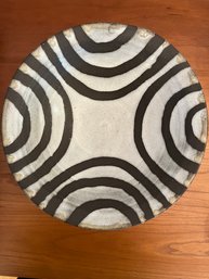 Brown And Creme Zebra Patterned Pottery Art Bowl - LR13