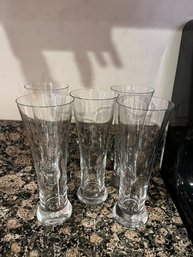 Five 8 Inch Clear Beer Glasses - K1