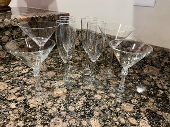 Four Champagne And Four Margarita Glasses - K2