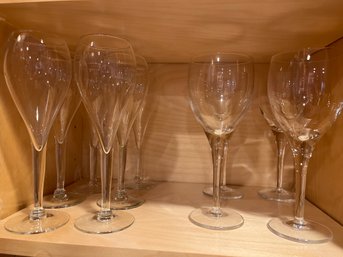 4 Wine And 6 Champagne Stemmed Glasses - K8