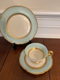 Green Castleton China Trio: Tea Cup, Saucer And Plate - K15