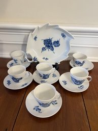 6 Royal Copenhagen Expresso Cups, Saucers And Dish K16