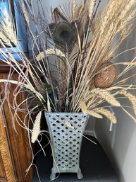 Dried Flower Arrangement In Metal Vase - LV10