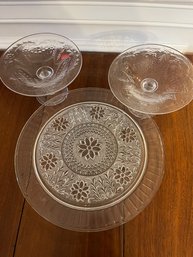Two Pedestal Bon Bon Dishes And Platter  - K22