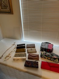 #723 Lot Of 12 Wallets, Belt, Travel Jewelry Holder