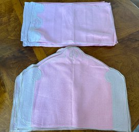 2 Sets Of Pink & Taupe Monogrammed Placemats - DR13