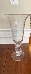 Antique Tall Etched Crystal Vase - K27