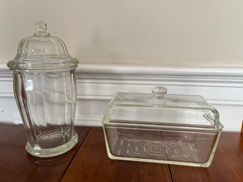 Early Vintage Westinghouse Refrigerator Box With Cover And Covered Glass Jar - K28