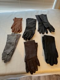 #733 Lot Of 6 Leather Gloves