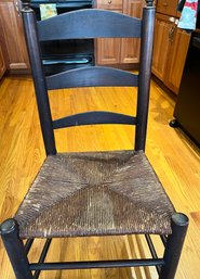 Antique Rush Seat Ladder Back Chair With Foot Stool - K30
