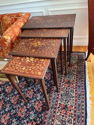 Antique Dutch ? Inlayed Nesting Tables Set Of 4 - Fr10