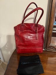 #744 Cynthia  Red Leather Tote With Dust Bag