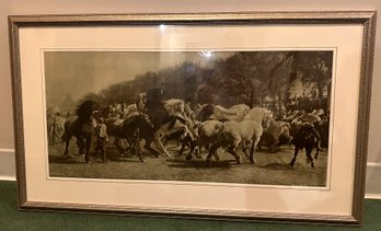 Rearing Horse Framed Print In Silver Frame - S12