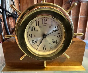 Seth Thomas Brass Ships Wheel Mantel Clock - 10 X 9