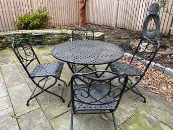 36 Inch Heavy And Gorgeous Wrought Iron Table And 4 Chairs - P1