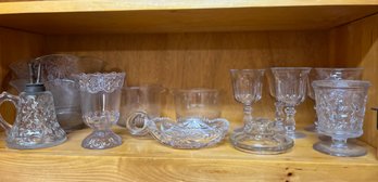 Vintage Glassware Lot Includes Old Time Whale Oil Lamp ? - B7