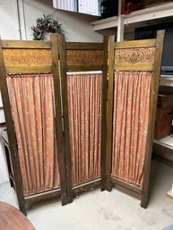 Vintage Room Screen / Divider With Vintage Fabric - B18