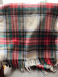 Wool Plaid Blanket With Fringe - Fr21