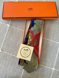 Authentic Hermes Mens 100 Percent Silk Tie In Box - G4