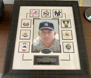 Framed Mickey Mantle Photo With Team Patches - B
