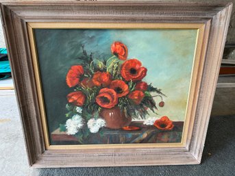 Framed Original Poppy Painting By Mary J. King -B35