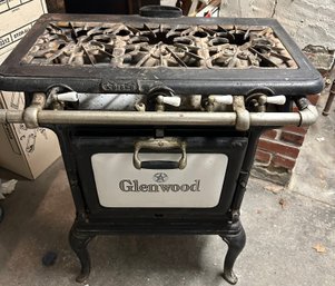 Cool Antique Cast Iron Glenwood 3 Burner Stove With Porcelain Handles K916-B36