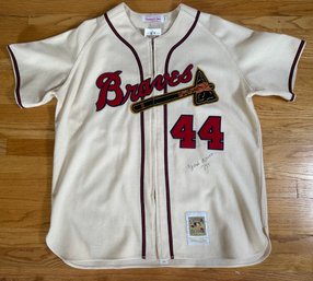 Hank Aaron Signed Braves Jersey #44 -F1