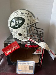 Joe Namath NY Jets 1969 Super Bowl Team Signed Riddell Full Size Helmet With COA And Original Box -F2