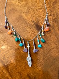 Delicate Necklace With Multi-colored Stones..D