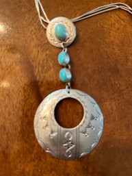 Handmade Sterling And Turquoise, Sunwest Silver Necklace ..A