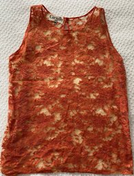 Milan, Italy Fabulous Vintage CERIELLO 1903 Sleeveless Soft Lace Top In Orange EX Condition