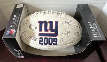 Eli Manning And 2009 NY Giants Team Digital Signature Football In Original Box -F5