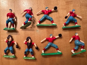 8 Vintage Plastic Baseball Player Cake Toppers 2.5inches