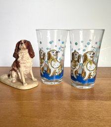 Molly Hatch For Anthropology Cavalier King Charles Juice Glasses And Border Fine Arts CKC Figurine