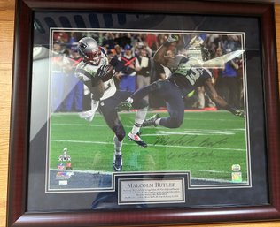 Malcolm Butler Signed And Framed Photograph From Patriots Super Bowl Win 2/15  -F20