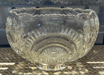 Vintage L.E. Smith Slew Horseshoe & Thistle EAPC Glass Bowl LARGE 12' Diameter X 9' Tall HEAVY