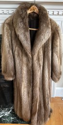 Lovely Warm Full Length Silver Fox Coat Size 10 Approx. - F32
