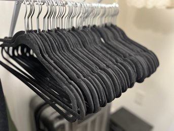 Approximately 60 Black Felt/velvet Hangers - Mb40