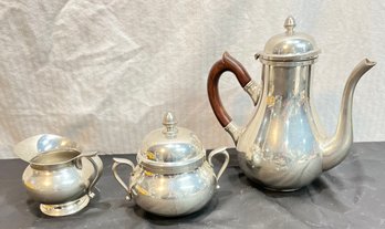 Vintage Les Etains Manor Titre Legal Pewter? Coffee/tea Set (broken Hinge On Lid)