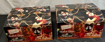 Vintage American Glass By Indiana Glass 12 Days Of Christmas  12-12oz Beverage Glasses -2 Boxes