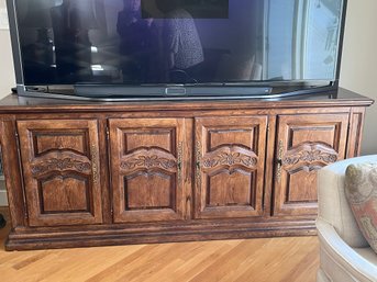 Solid Wood Credenza With Carved Details