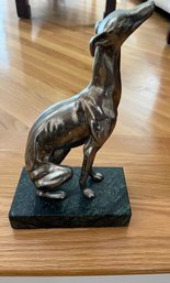 Heavy Greyhound Figurine On Marble - LRdog