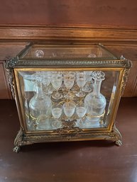 Antique Baccarat Liqueur Set In Glass Tantalus Cave - DR12