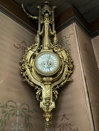 Large Fine Louis XV Style Brass Cast Cartel Clock - A1