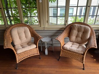 Pair Of 1960-70's Vintage Rattan And Iron Chairs -P1