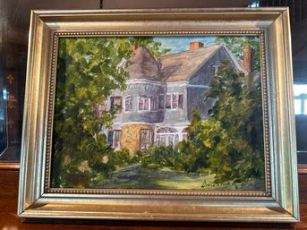 Framed Original Dixie Clark Painting Of 90 Bellevue Ave - F